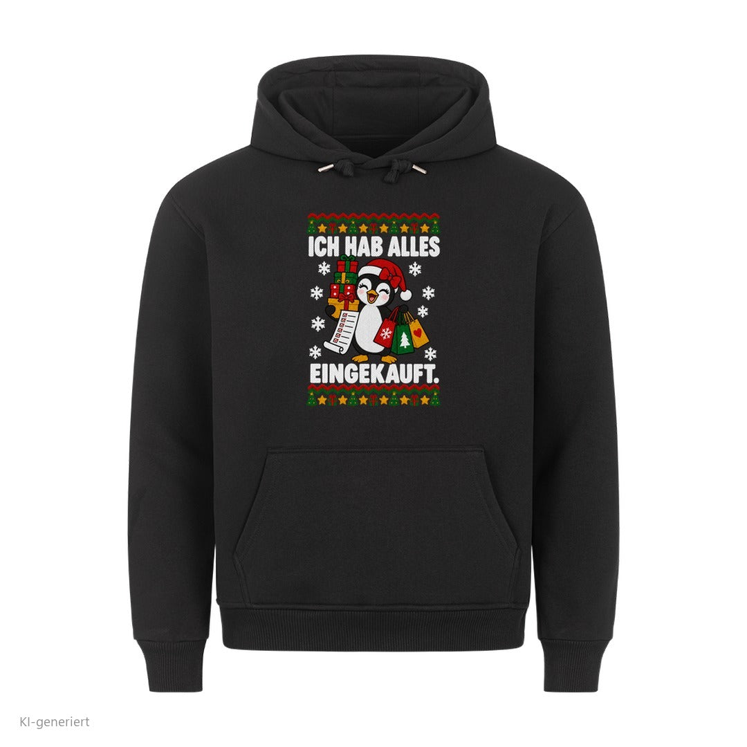 Partner Weihnachtshoodies Pinguin: Ich hab alles eingekauft - Hoodie in Schwarz