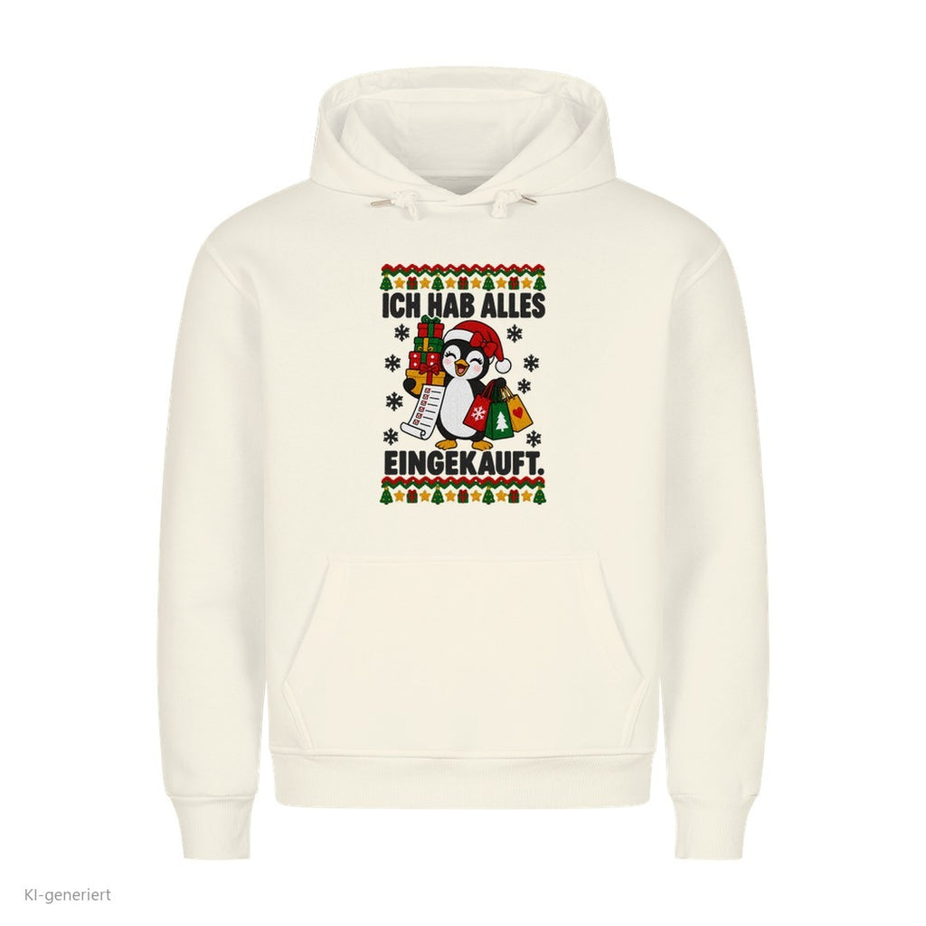 Partner Weihnachtshoodies Pinguin: Ich hab alles eingekauft - Hoodie in Weiß