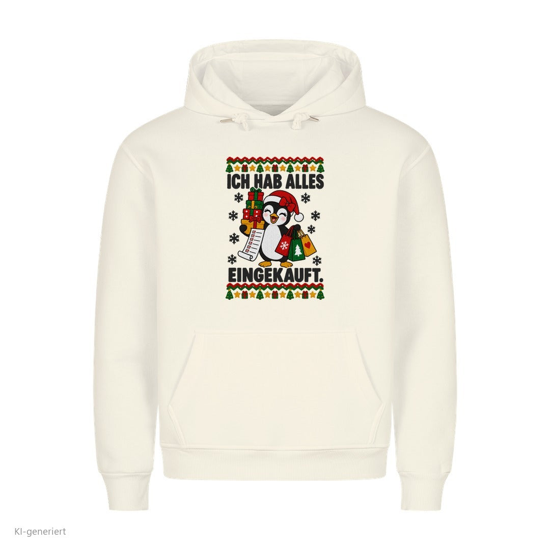 Partner Weihnachtshoodies Pinguin: Ich hab alles eingekauft - Hoodie in Weiß
