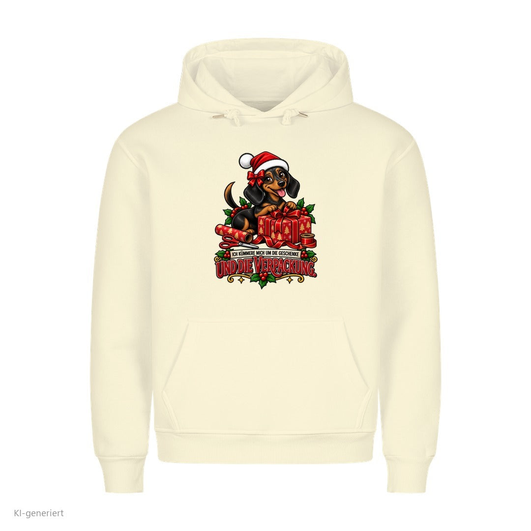 Partner Weihnachtshoodies Dackel: Ich kümmere mich um die Geschenke und die Verpackung - Hoodie in Beige