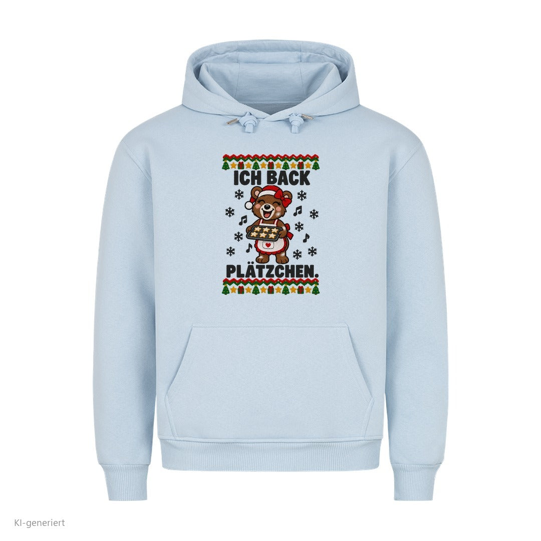 Partner Weihnachtshoodies Bär: Ich back Plätzchen - Hoodie in Babyblau