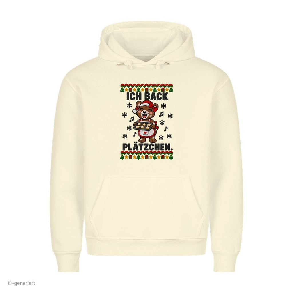 Partner Weihnachtshoodies Bär: Ich back Plätzchen - Hoodie in Beige