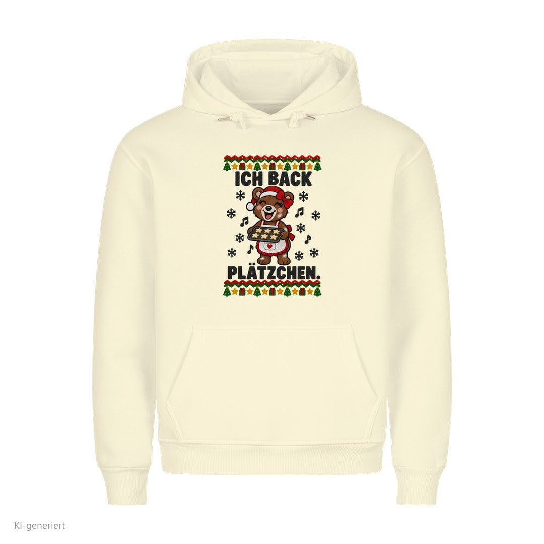 Partner Weihnachtshoodies Bär: Ich back Plätzchen - Hoodie in Beige