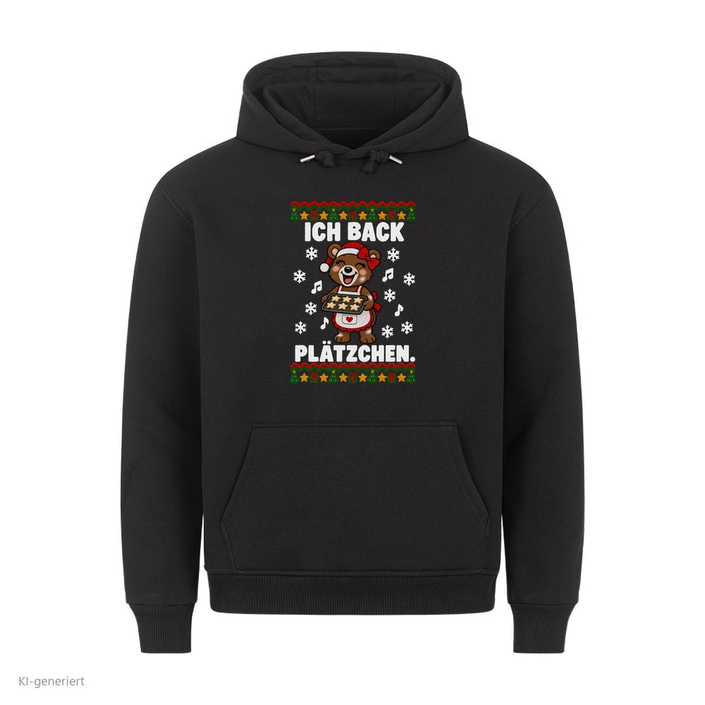 Partner Weihnachtshoodies Bär: Ich back Plätzchen - Hoodie in Schwarz
