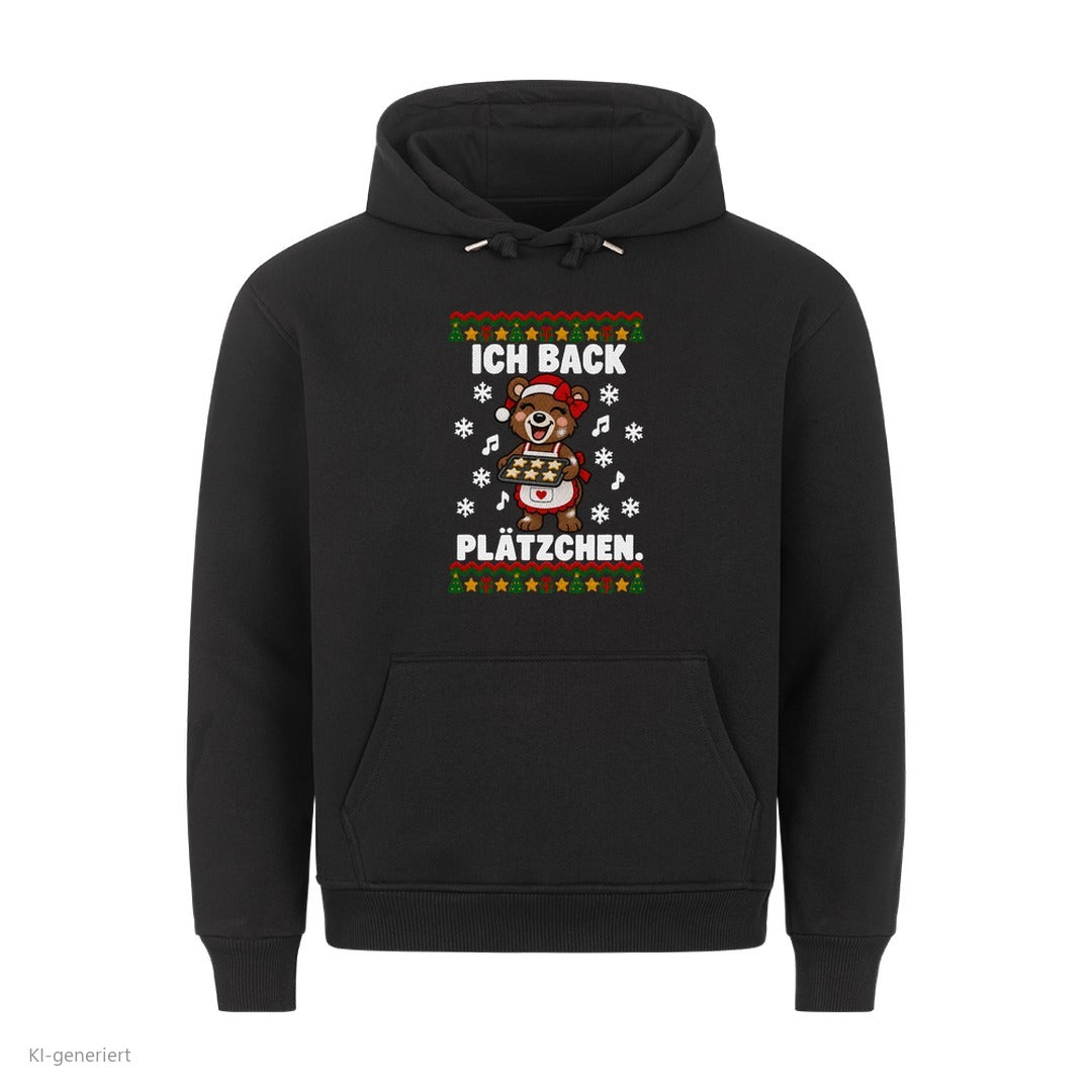 Partner Weihnachtshoodies Bär: Ich back Plätzchen - Hoodie in Schwarz