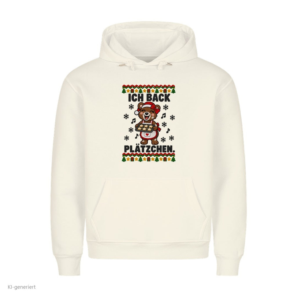 Partner Weihnachtshoodies Bär: Ich back Plätzchen - Hoodie in Weiß