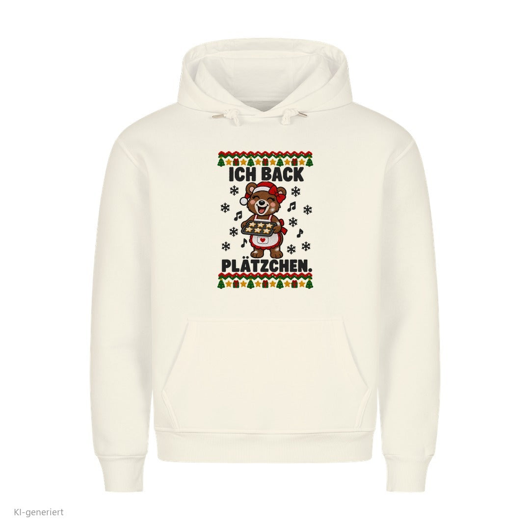Partner Weihnachtshoodies Bär: Ich back Plätzchen - Hoodie in Weiß