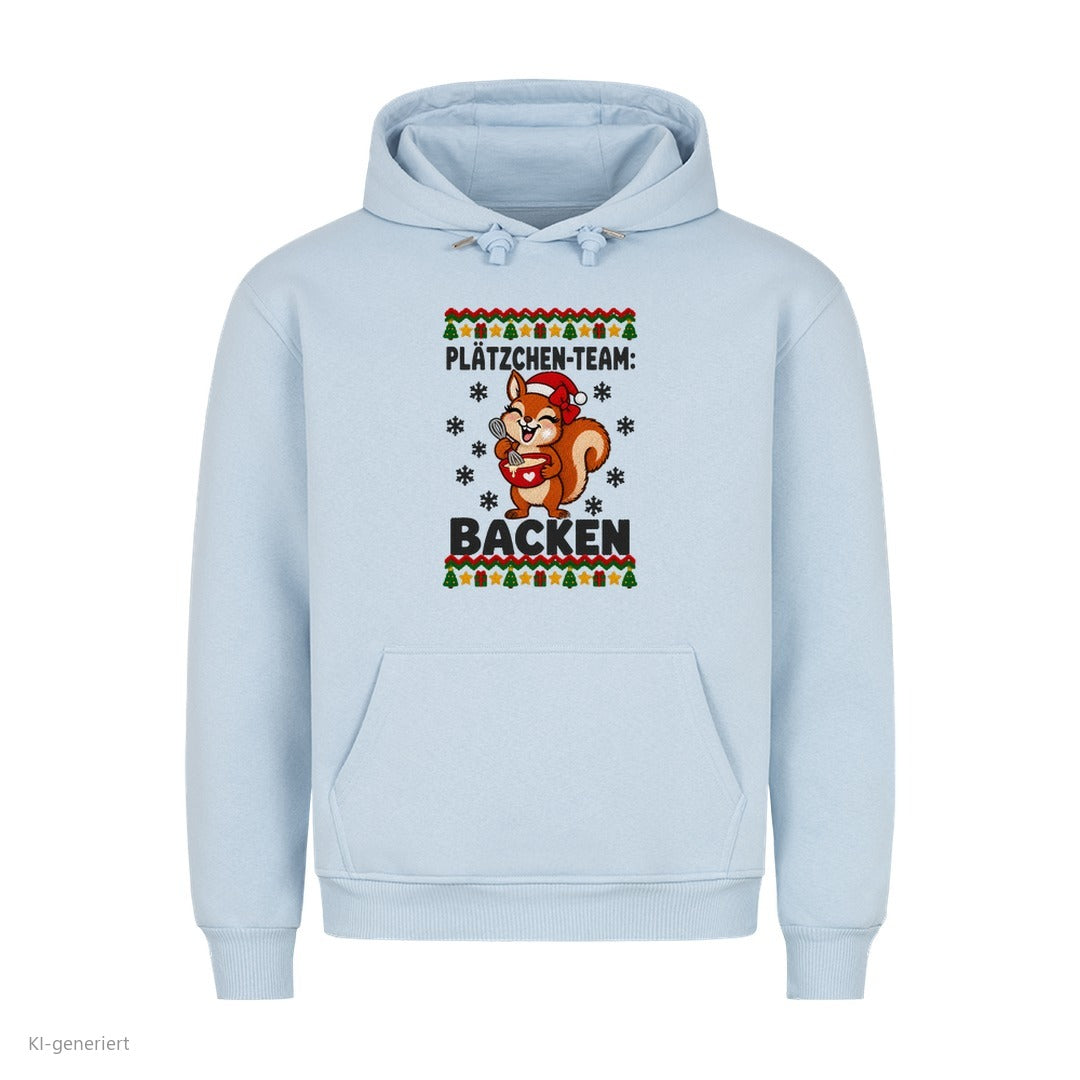Partner Weihnachtshoodies Eichhörnchen: Plätzchen-Team: Backen - Hoodie in Babyblau