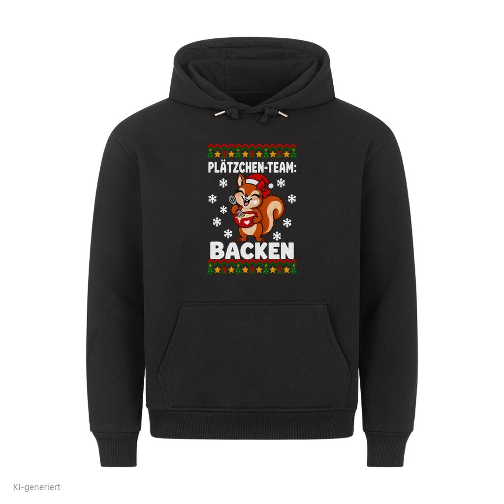 Partner Weihnachtshoodies Eichhörnchen: Plätzchen-Team: Backen - Hoodie in Schwarz