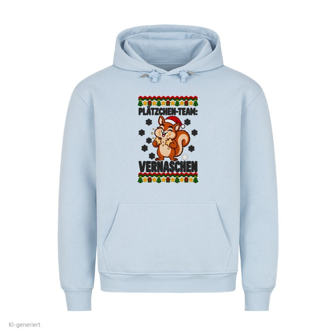 Partner Weihnachtshoodies Eichhörnchen: Plätzchen-Team: Vernaschen - Hoodie in Babyblau