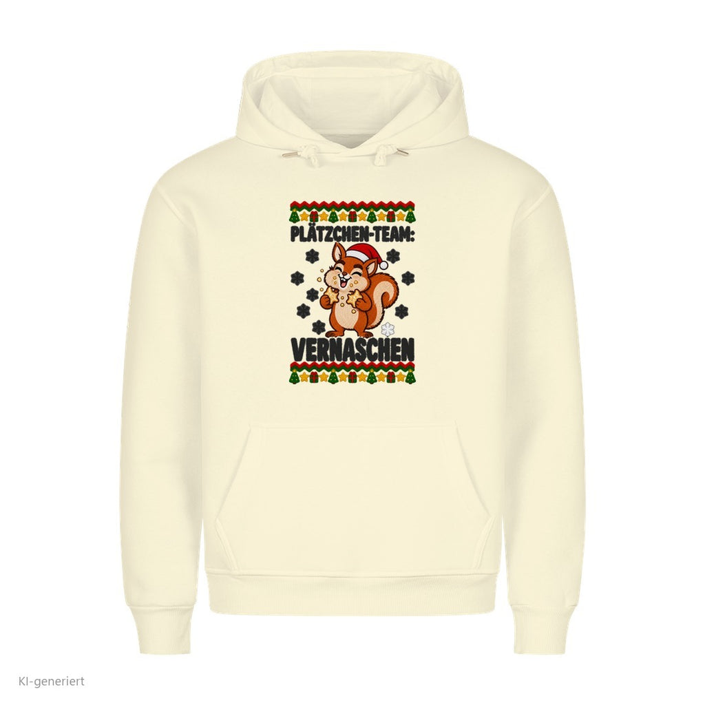 Partner Weihnachtshoodies Eichhörnchen: Plätzchen-Team: Vernaschen - Hoodie in Beige