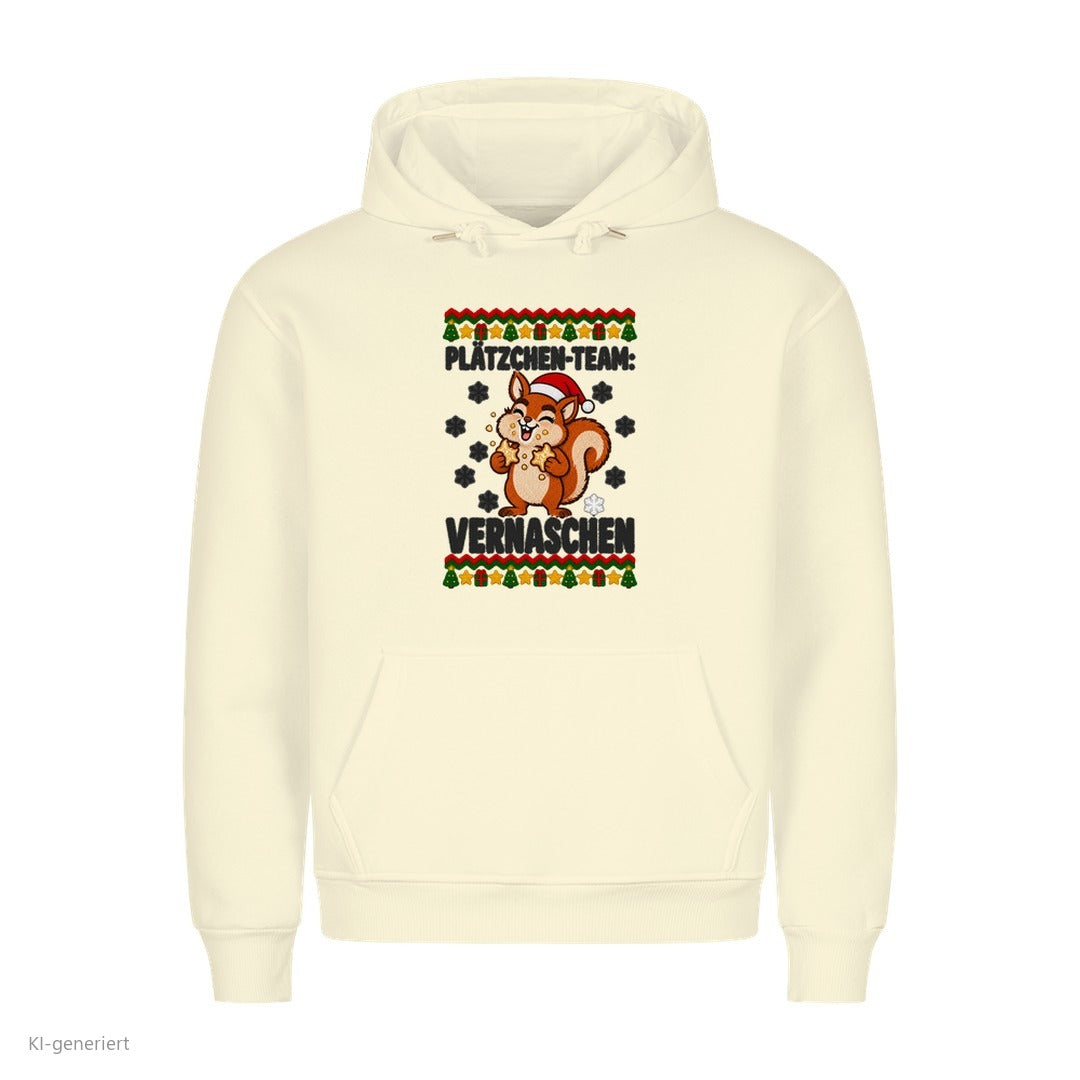 Partner Weihnachtshoodies Eichhörnchen: Plätzchen-Team: Vernaschen - Hoodie in Beige