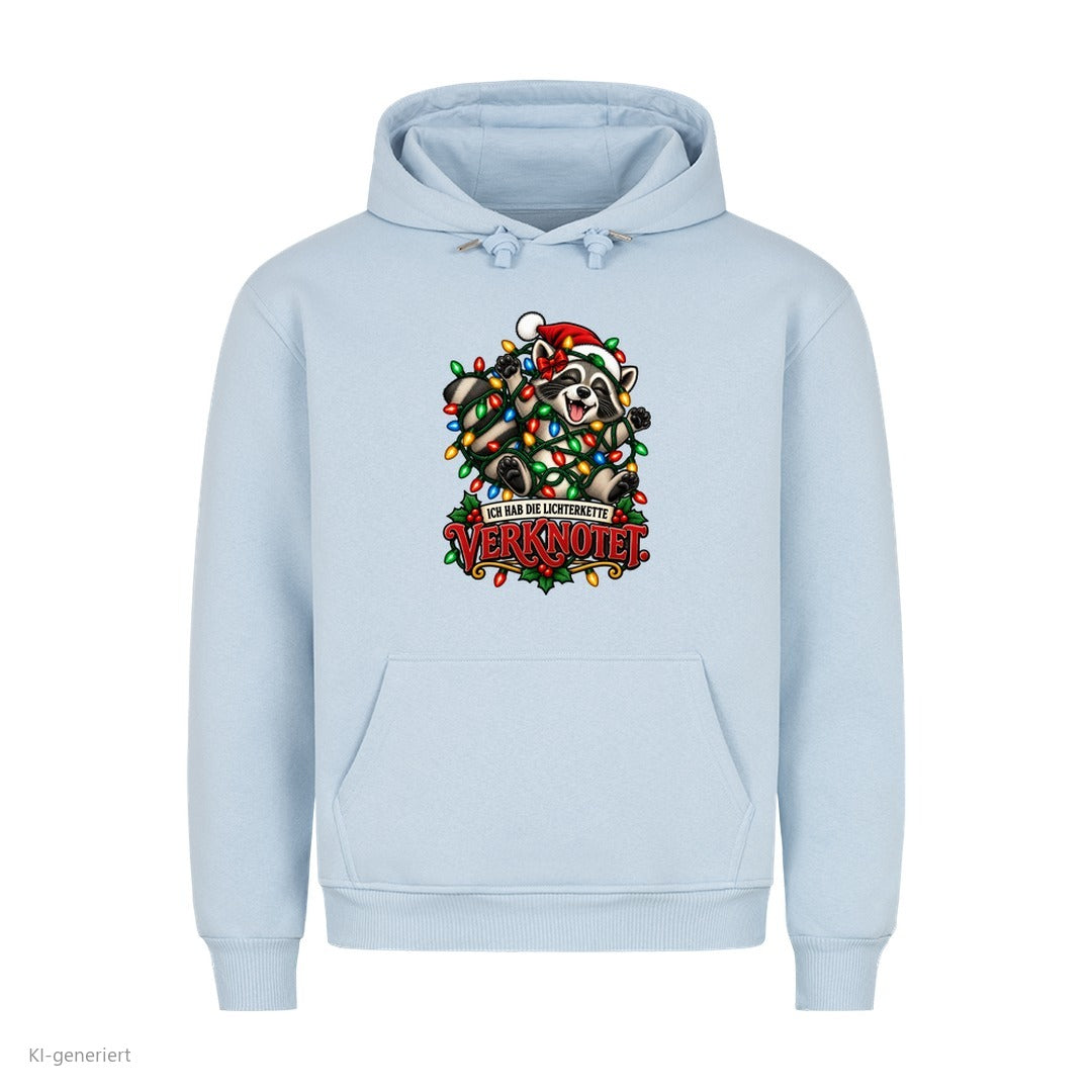 Partner Weihnachtshoodies Waschbär: Ich hab die Lichterkette verknotet - Hoodie in Babyblau