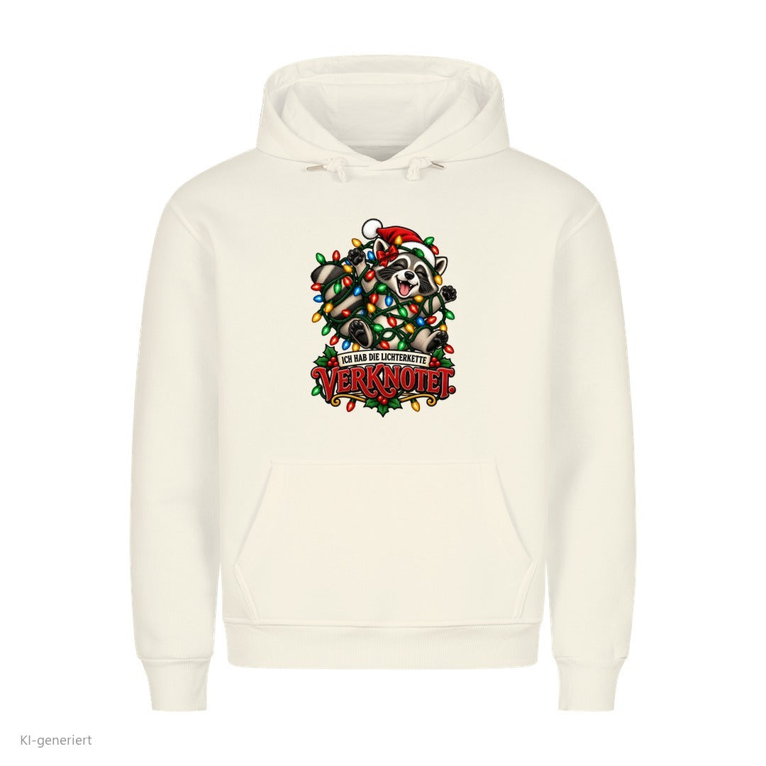 Partner Weihnachtshoodies Waschbär: Ich hab die Lichterkette verknotet - Hoodie in Weiß