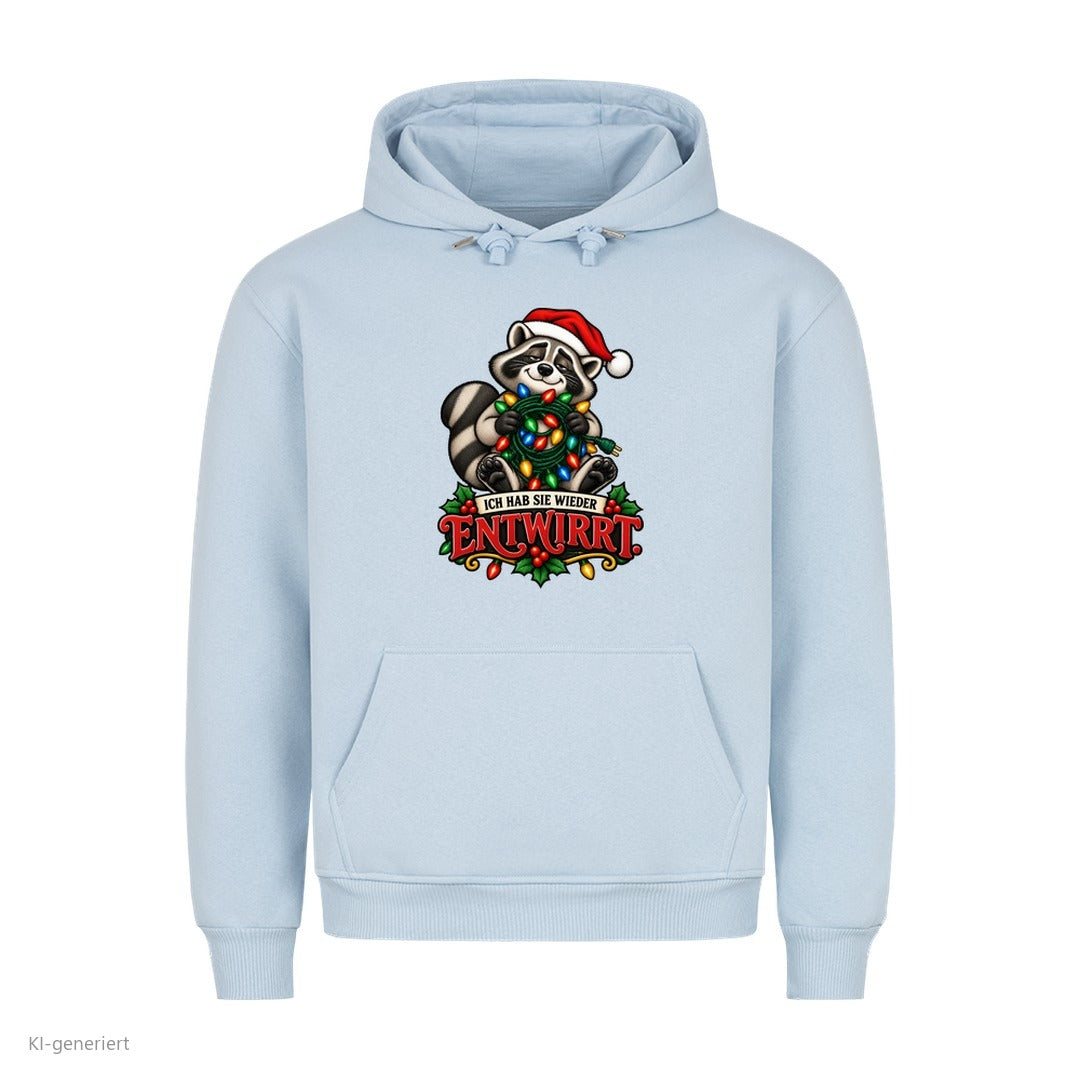Partner Weihnachtshoodies Waschbär: Ich hab sie wieder entwirrt - Hoodie in Babyblau