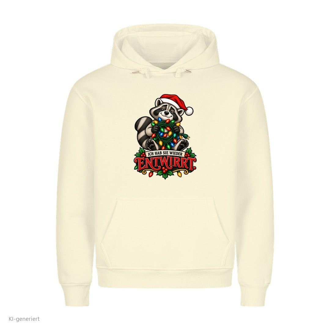 Partner Weihnachtshoodies Waschbär: Ich hab sie wieder entwirrt - Hoodie in Beige