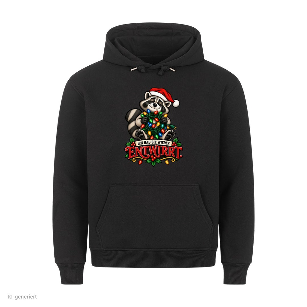 Partner Weihnachtshoodies Waschbär: Ich hab sie wieder entwirrt - Hoodie in Schwarz
