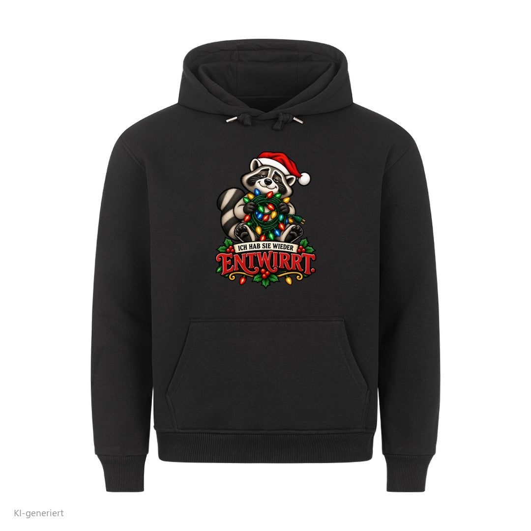 Partner Weihnachtshoodies Waschbär: Ich hab sie wieder entwirrt - Hoodie in Schwarz