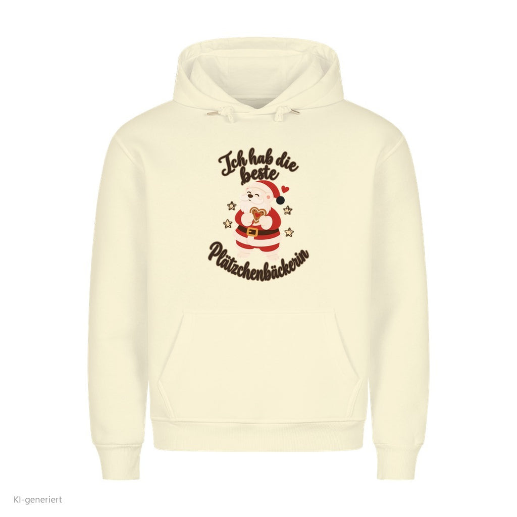 Partner Weihnachtshoodies Weihnachtsmann: Ich hab die beste Plätzchenbäckerin - Hoodie in Beige