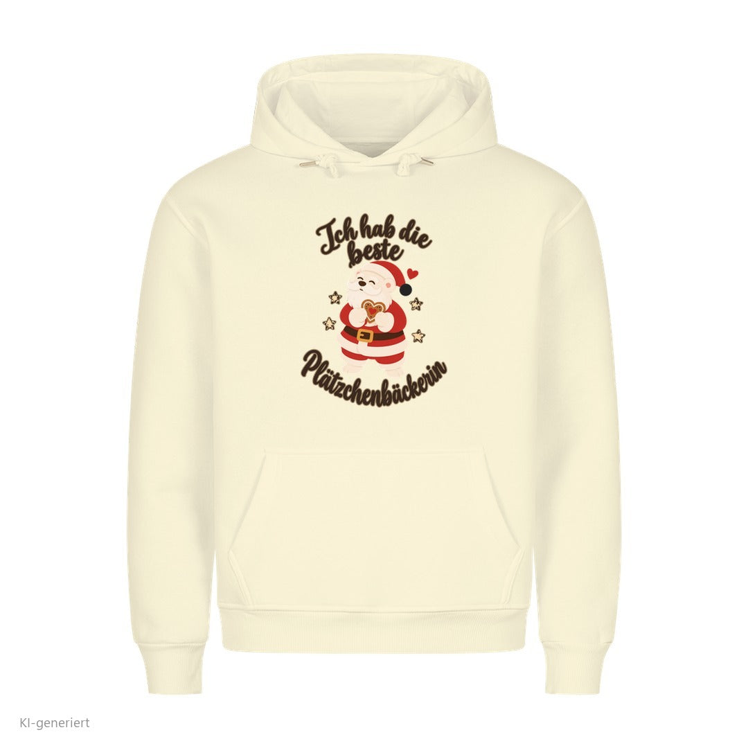Partner Weihnachtshoodies Weihnachtsmann: Ich hab die beste Plätzchenbäckerin - Hoodie in Beige