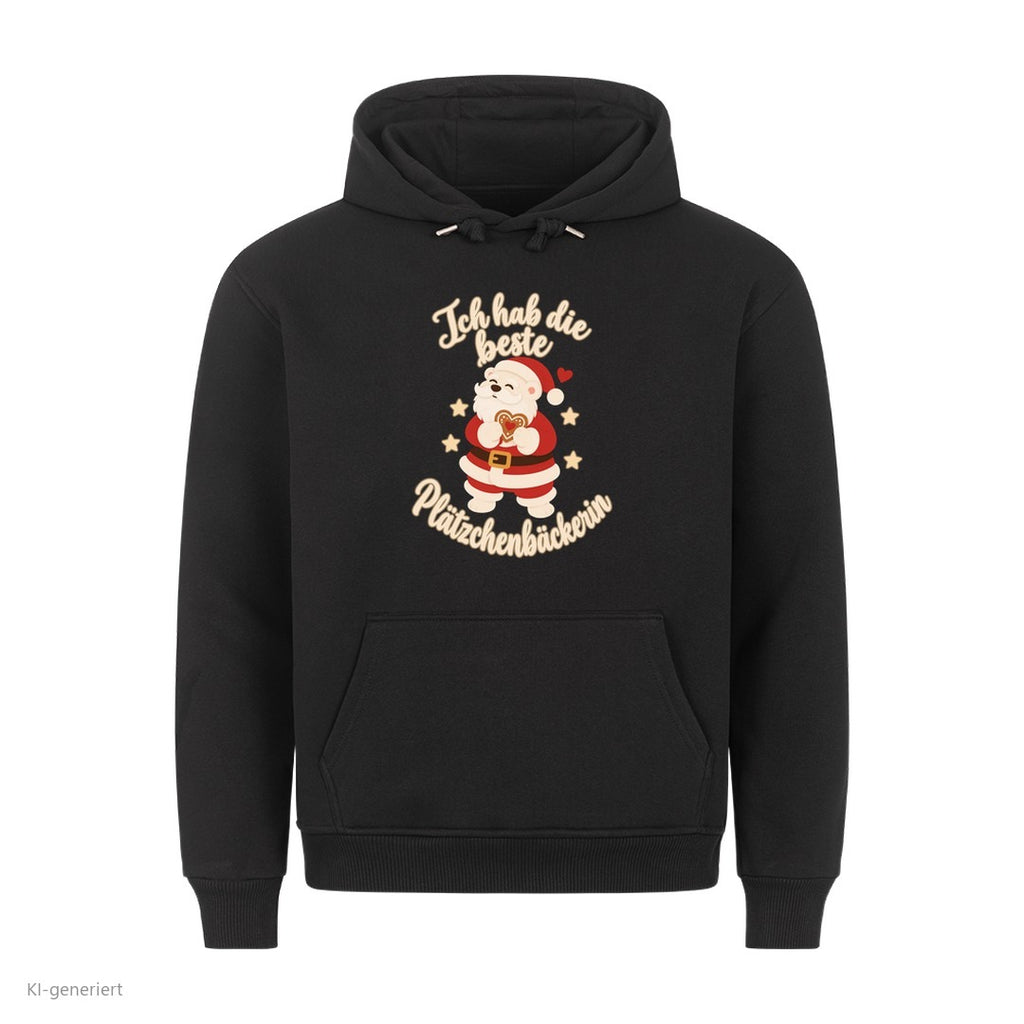 Partner Weihnachtshoodies Weihnachtsmann: Ich hab die beste Plätzchenbäckerin - Hoodie in Schwarz