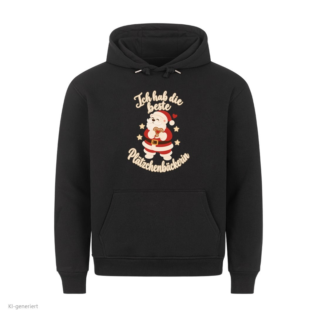 Partner Weihnachtshoodies Weihnachtsmann: Ich hab die beste Plätzchenbäckerin - Hoodie in Schwarz