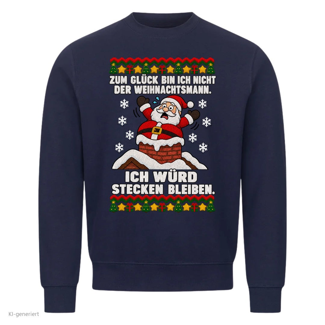 Weihnachtsmann Weihnachtspullover Ich würd stecken bleiben - Ugly Christmas Sweater in Navy