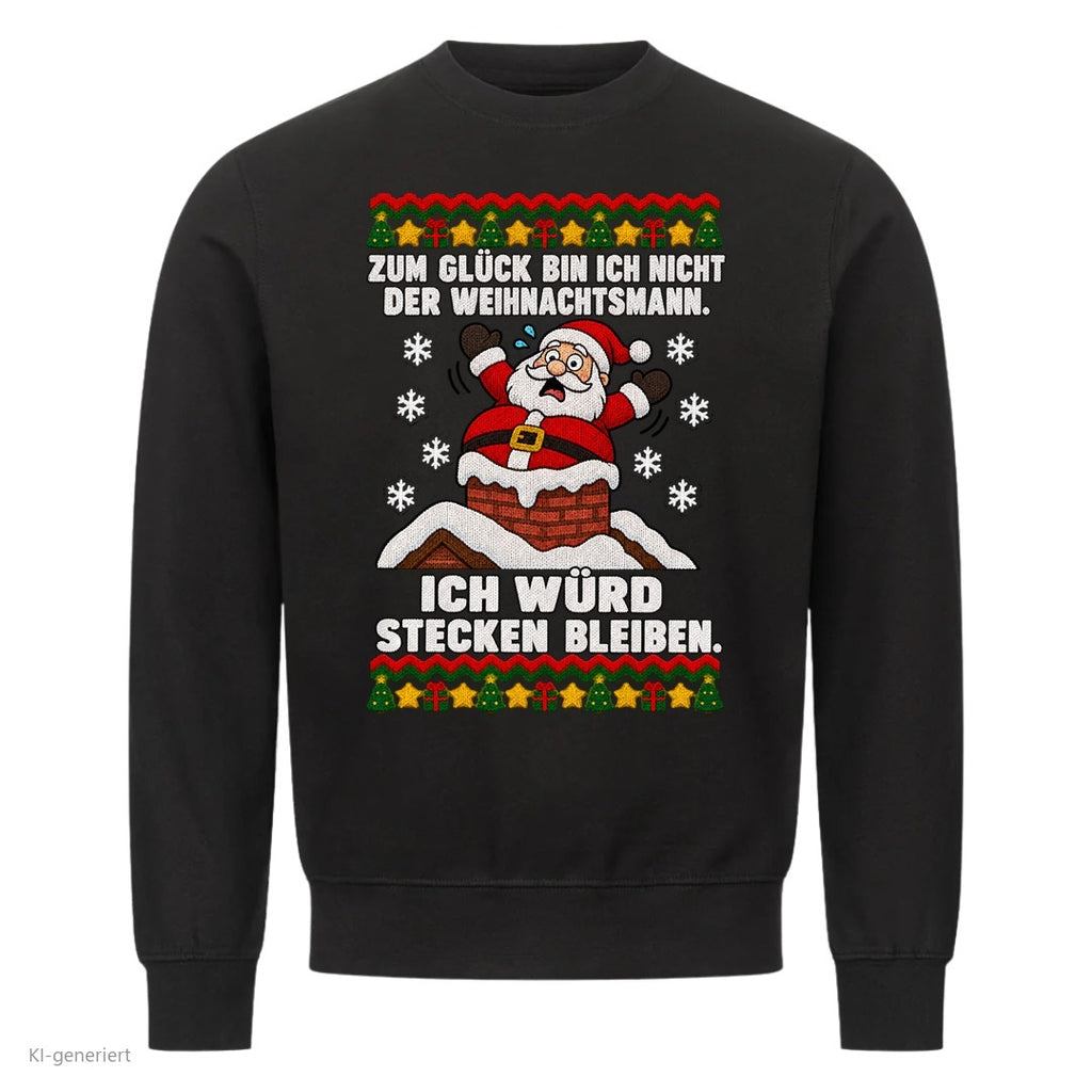Weihnachtsmann Weihnachtspullover Ich würd stecken bleiben - Ugly Christmas Sweater in Schwarz