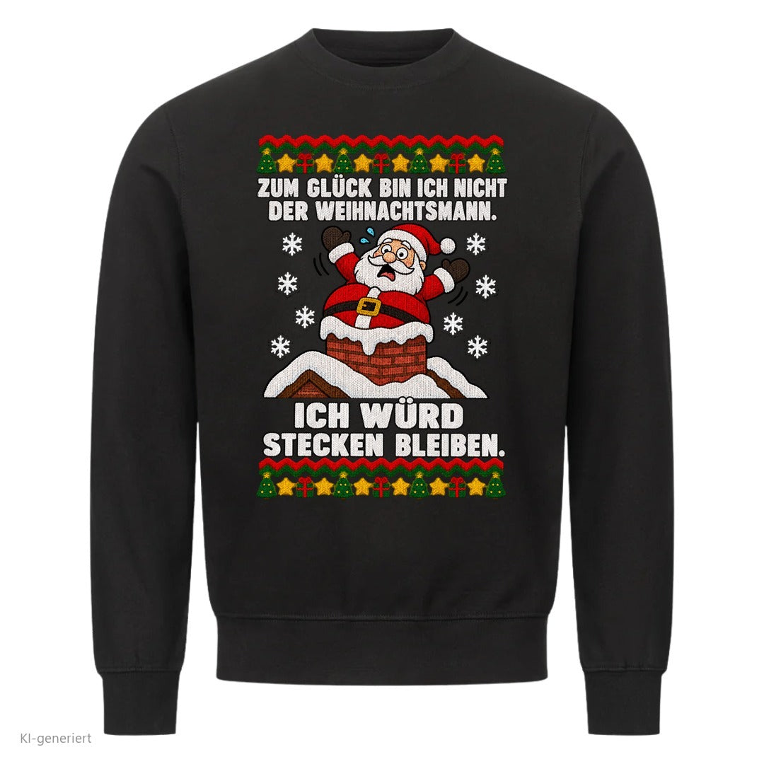 Weihnachtsmann Weihnachtspullover Ich würd stecken bleiben - Ugly Christmas Sweater in Schwarz