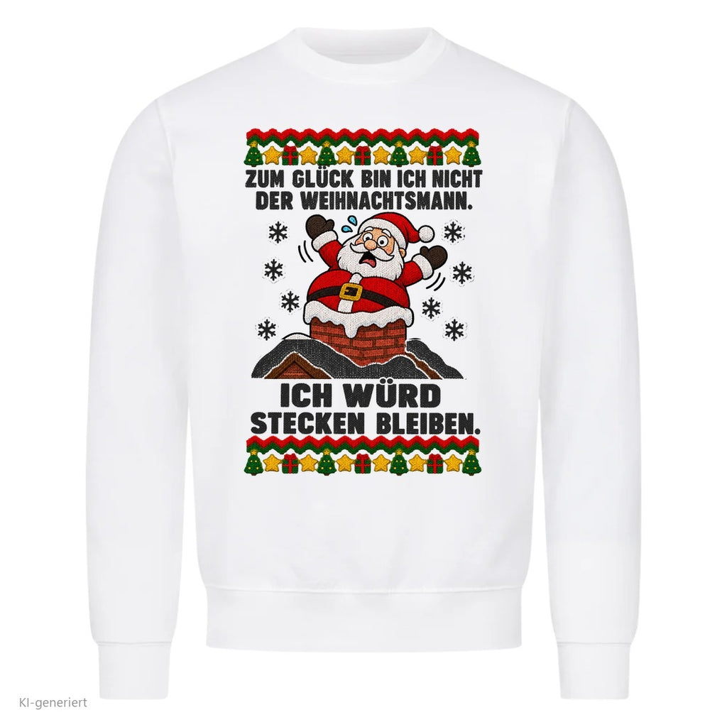 Weihnachtsmann Weihnachtspullover Ich würd stecken bleiben - Ugly Christmas Sweater in Weiß