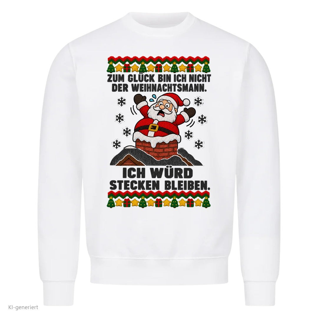 Weihnachtsmann Weihnachtspullover Ich würd stecken bleiben - Ugly Christmas Sweater in Weiß