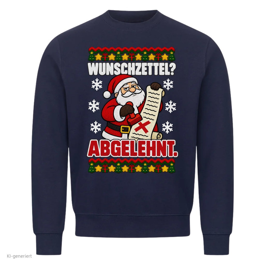 Weihnachtsmann Weihnachtspullover Wunschzettel abgelehnt - Ugly Christmas Sweater in Navy