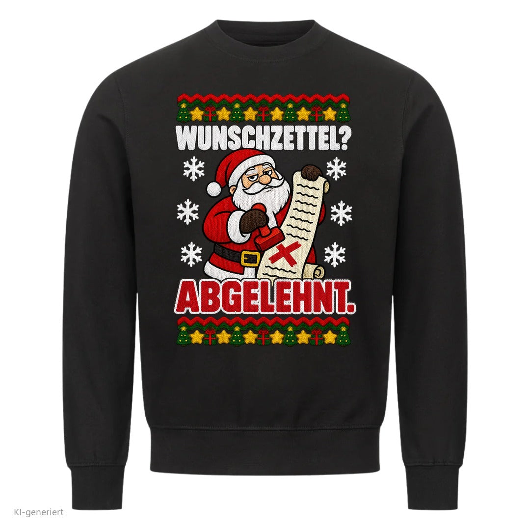 Weihnachtsmann Weihnachtspullover Wunschzettel abgelehnt - Ugly Christmas Sweater in Schwarz