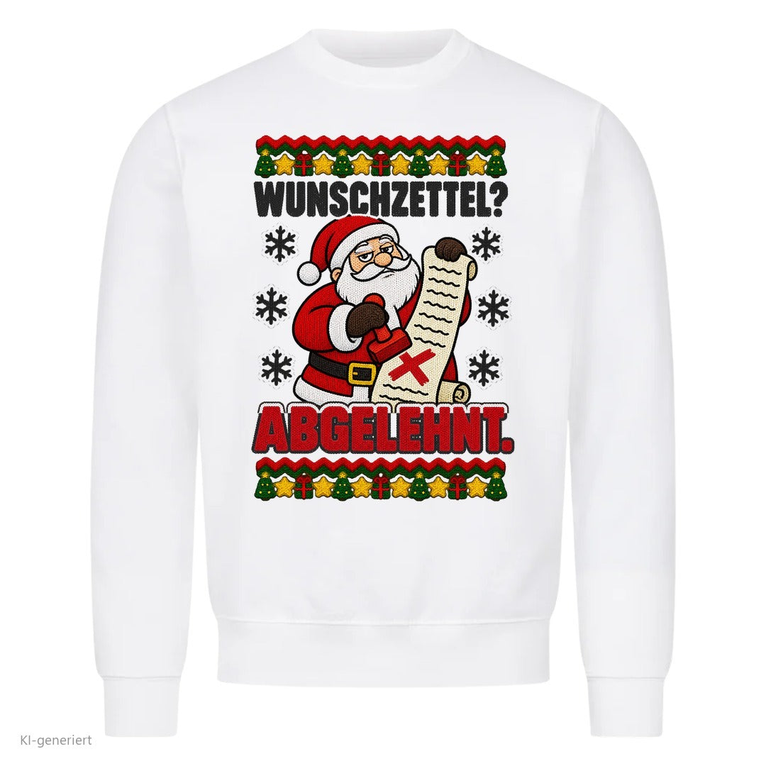 Weihnachtsmann Weihnachtspullover Wunschzettel abgelehnt - Ugly Christmas Sweater in Weiß