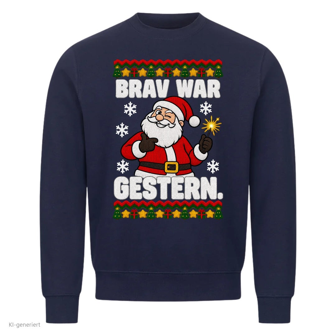 Weihnachtsmann Weihnachtspullover Brav war gestern - Ugly Christmas Sweater in Navy