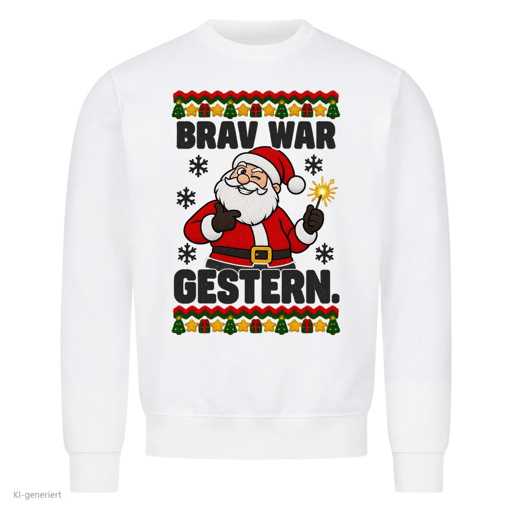 Weihnachtsmann Weihnachtspullover Brav war gestern - Ugly Christmas Sweater in Weiß