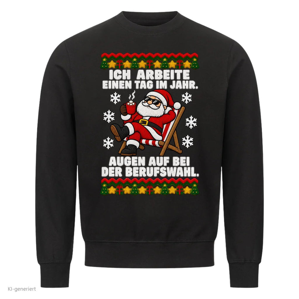 Weihnachtsmann Weihnachtspullover Augen auf bei der Berufswahl - Ugly Christmas Sweater in Schwarz