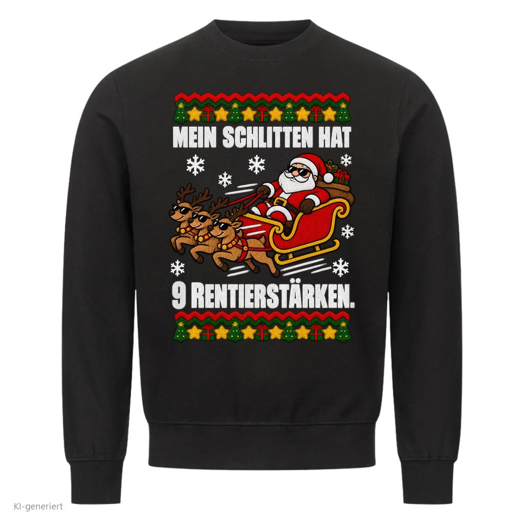 Weihnachtsmann Weihnachtspullover 9 Rentierstärken - Ugly Christmas Sweater in Schwarz