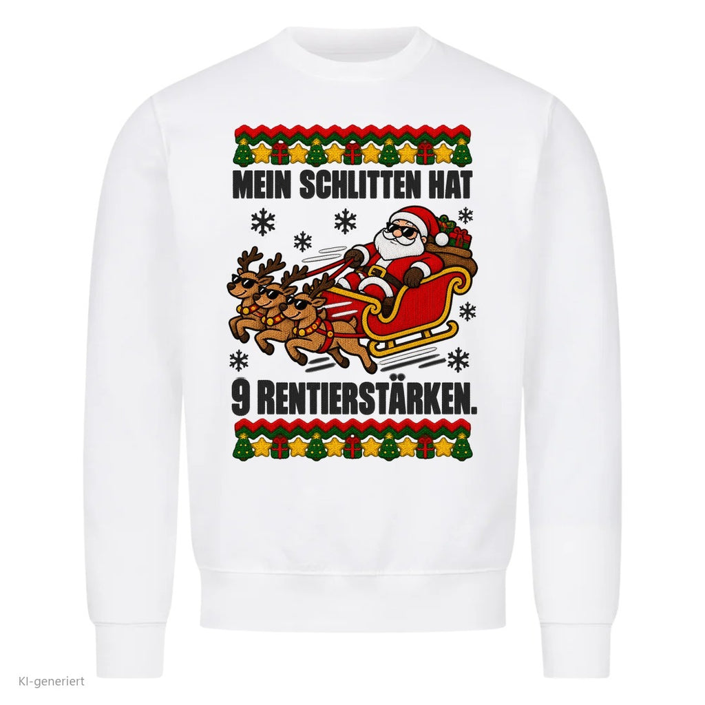 Weihnachtsmann Weihnachtspullover 9 Rentierstärken - Ugly Christmas Sweater in Weiß