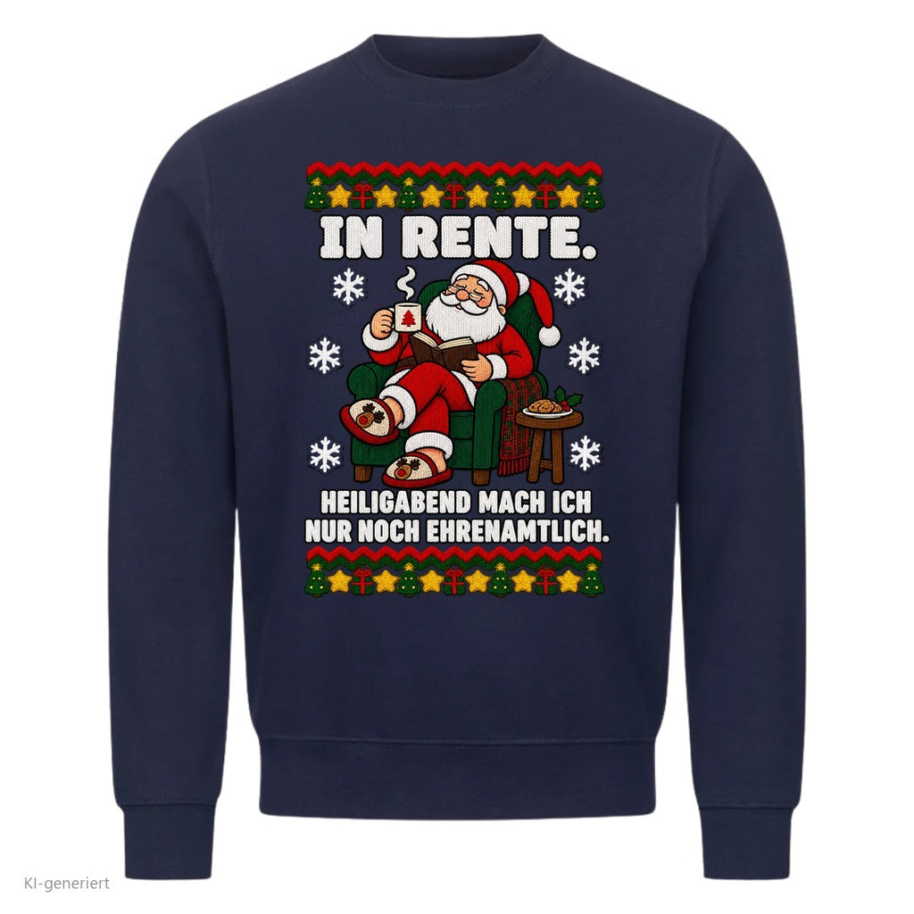 Weihnachtsmann Weihnachtspullover In Rente, nur noch ehrenamtlich - Ugly Christmas Sweater in Navy