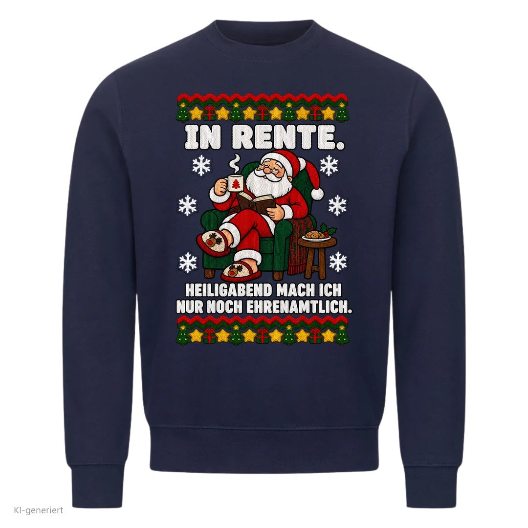Weihnachtsmann Weihnachtspullover In Rente, nur noch ehrenamtlich - Ugly Christmas Sweater in Navy