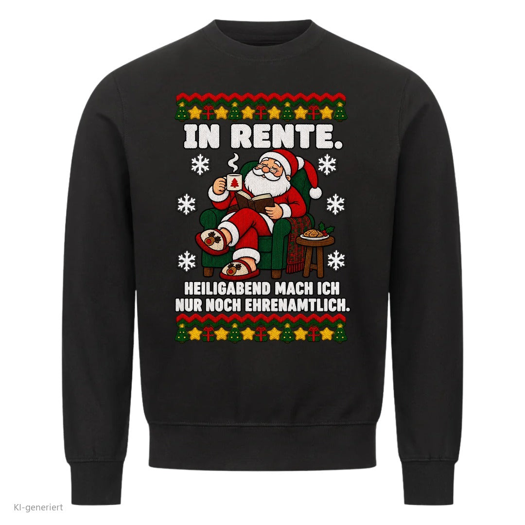 Weihnachtsmann Weihnachtspullover In Rente, nur noch ehrenamtlich - Ugly Christmas Sweater in Schwarz