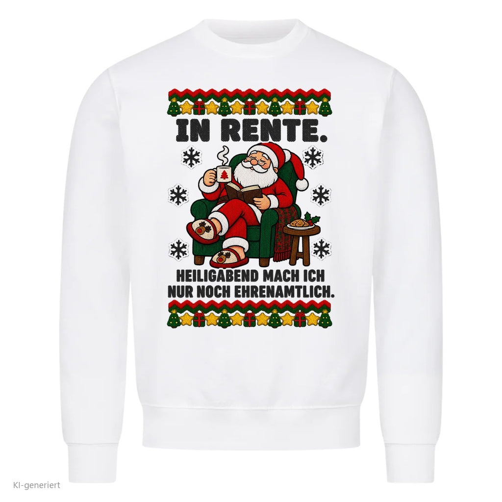 Weihnachtsmann Weihnachtspullover In Rente, nur noch ehrenamtlich - Ugly Christmas Sweater in Weiß