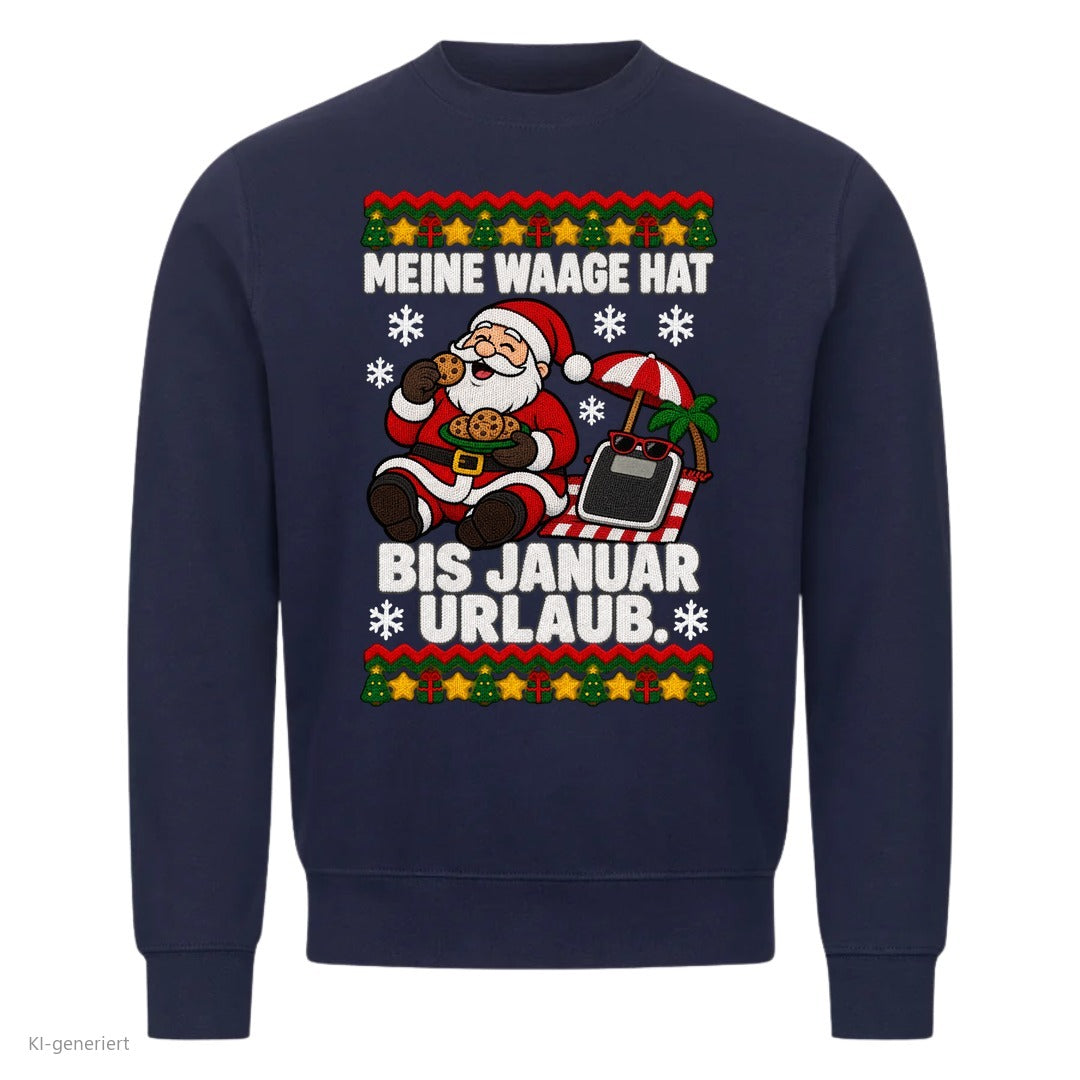 Weihnachtsmann Weihnachtspullover Waage hat Urlaub bis Januar - Ugly Christmas Sweater in Navy
