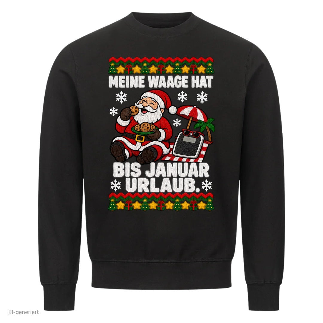 Weihnachtsmann Weihnachtspullover Waage hat Urlaub bis Januar - Ugly Christmas Sweater in Schwarz
