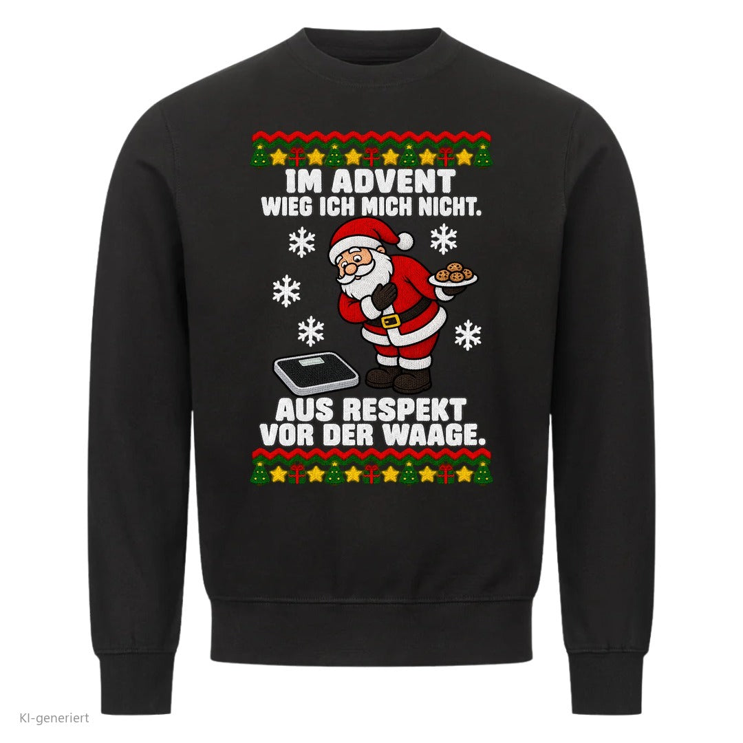 Weihnachtsmann Weihnachtspullover Im Advent wieg ich mich nicht - Ugly Christmas Sweater in Schwarz