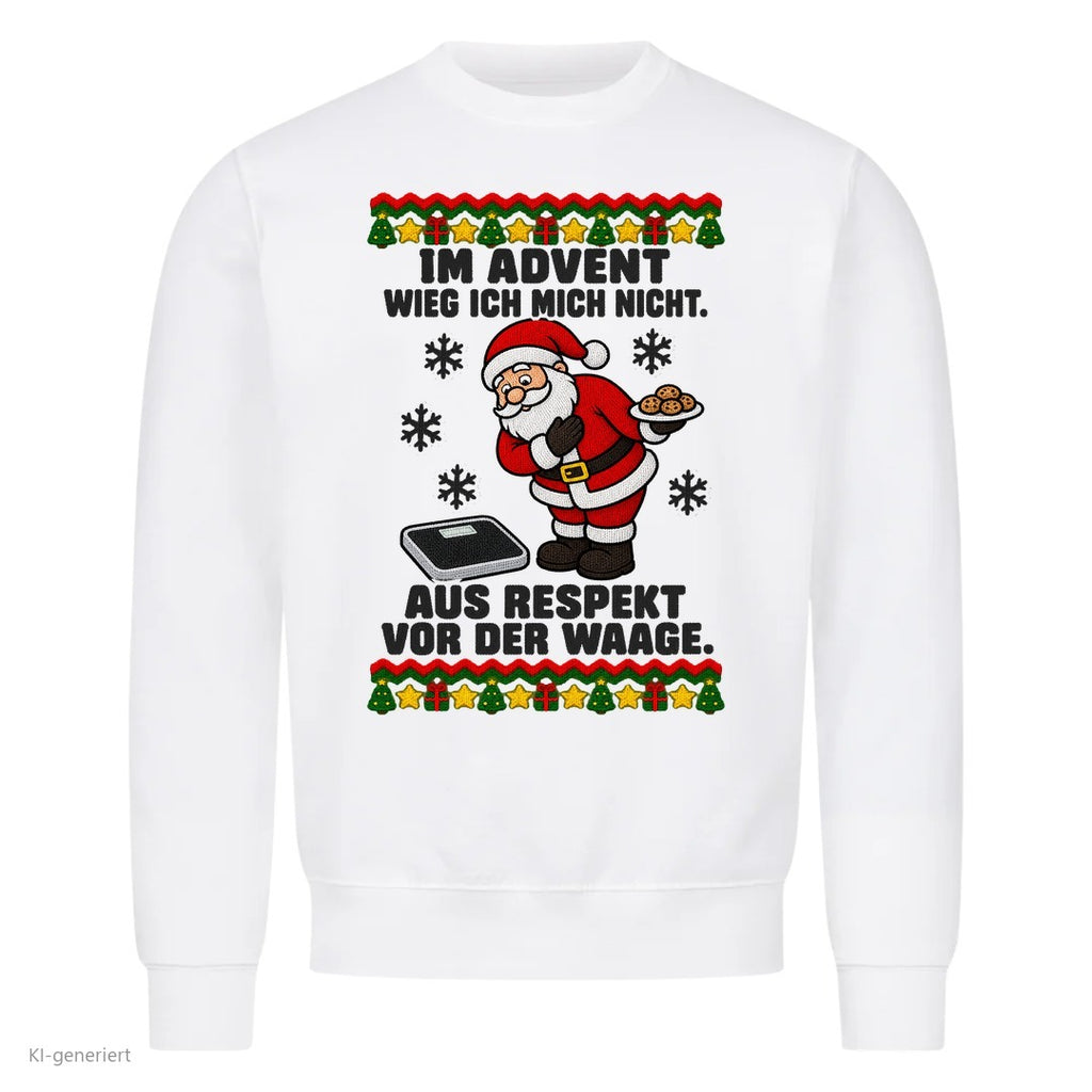 Weihnachtsmann Weihnachtspullover Im Advent wieg ich mich nicht - Ugly Christmas Sweater in Weiß