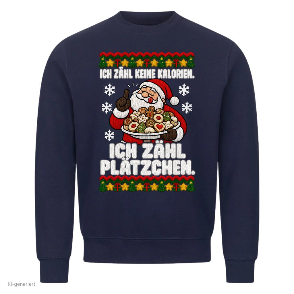 Weihnachtsmann Weihnachtspullover Ich zähl Plätzchen - Ugly Christmas Sweater in Navy