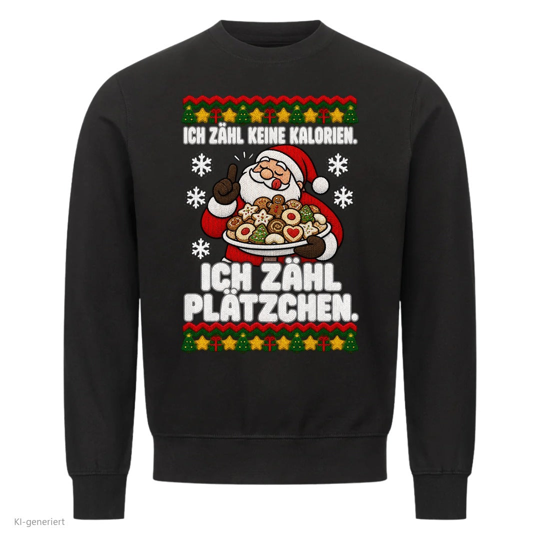 Weihnachtsmann Weihnachtspullover Ich zähl Plätzchen - Ugly Christmas Sweater in Schwarz