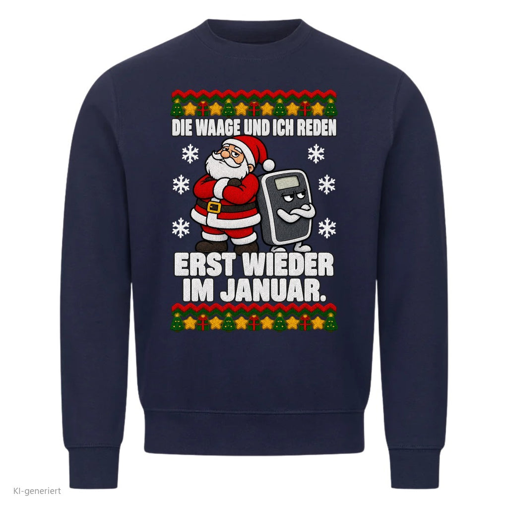Weihnachtsmann Weihnachtspullover Die Waage und ich reden im Januar - Ugly Christmas Sweater in Navy
